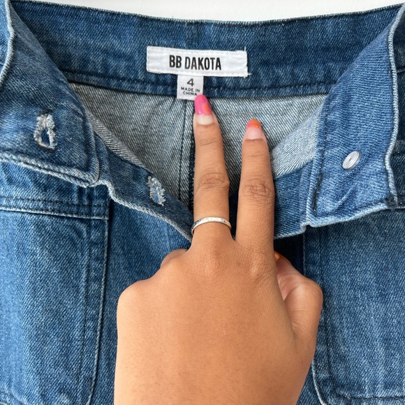 NWOT BB Dakota Button Down Midi Skirt | Knee Length 100% Cotton Denim Skirt - Picture 4 of 6